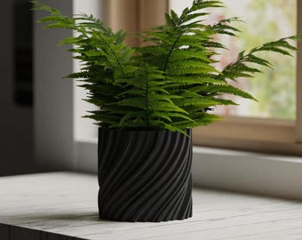 Gothic Spiral Planter, Dark Aesthetic Plant Pot, Black 3D Printed Planter, Modern Gothic Home Decor, Witchy Decor, Unique Indoor Planter