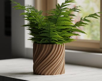 Modern Spiral Planter, 3D Printed Planter Pot, Minimalist Indoor Planter, Desk Decor, Unique Gift for Plant Lover, Home Office Decor