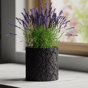 Black Gothic Planter Pot, Baroque Ornate Planter, Dark Home Decor, Gothic Indoor Succulent Planter, 3D Printed Desk Plant Pot, Desk Planter