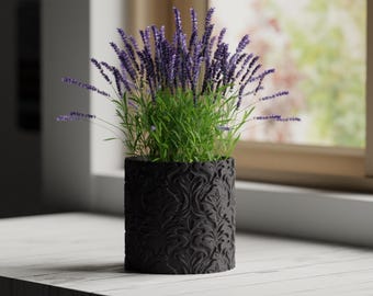 Black Gothic Planter Pot, Baroque Ornate Planter, Dark Home Decor, Gothic Indoor Succulent Planter, 3D Printed Desk Plant Pot, Desk Planter