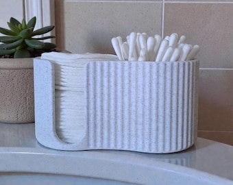 Bathroom Organizer Cotton Pad & Qtip Holder, Minimalist Vanity Organizer, Bathroom Storage Decor, Modern 3D Printed Bathroom Accessory
