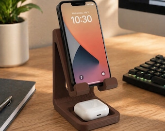Phone and Headphone Stand, 3D Printed Desk Organizer, Minimalist Phone Holder, Office Desk Setup, Gift for Him, Home Office Decor