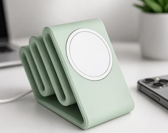MagSafe Charging Stand, iPhone MagSafe Dock, Minimalist Phone Stand, Desk Charging Holder, 3D Printed iPhone Stand, Modern Desk Setup