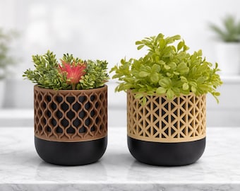 Geometric 3D Printed Planter, Modern Succulent Pot, Minimalist Indoor Plant Pot, Desk Planter, Decorative Planter, Plant Lover Gift