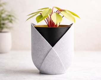 Tulip Planter Self Watering, Modern Minimalist Plant Pot, 3D Printed Two Tone Planter, Indoor Succulent Planter, Desk Decor Gift