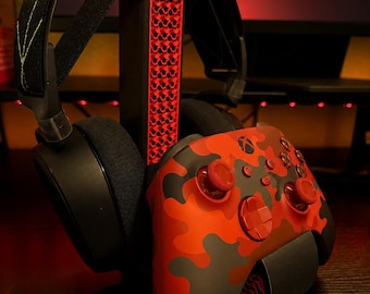 Gaming Headset Stand with Controller Holder, 3D Printed Desk Organizer, PS5 Xbox Headphone Stand, Gamer Setup Accessories Gift