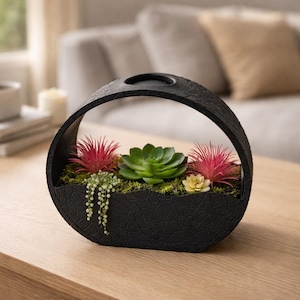 Self Watering Planter Indoor, Modern Succulent Planter, Zen Garden Planter, Unique 3D Printed Planter, Minimalist Home Decor, Desk Planter