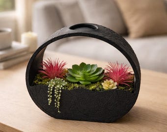 Self Watering Planter Indoor, Modern Succulent Planter, Zen Garden Planter, Unique 3D Printed Planter, Minimalist Home Decor, Desk Planter