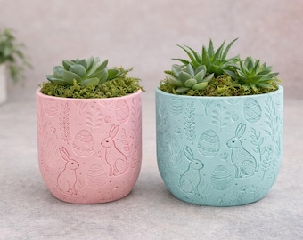 Easter Bunny Planter Pot, Cute Rabbit Succulent Planter, Spring Decor Plant Pot, Small Indoor Planter, Easter Gift for Plant Lovers