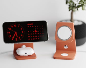 3-in-1 MagSafe Charging Station for iPhone, Apple Watch & AirPods, Wireless Charging Dock, iPhone Stand Charger, Desk Nightstand Charger