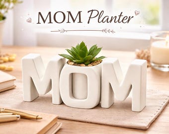 Mom Planter Pot, Gift for Mom, Mothers Day Gift, Succulent Planter, 3D Printed Plant Pot, Cute Desk Decor, Small Plant Holder Decor
