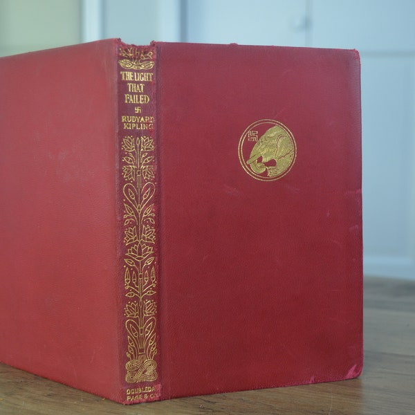 The Light That Failed by Rudyard Kipling, Doubleday, Page and Company, 1927, Vintage Red Leather Book, Small book