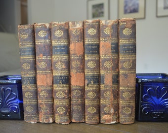 1809-1811, The Works of Samuel Johnson, L. L. D., Volumes 1-4, 6-8, Seven Antique Literature books, Two hundred years old.