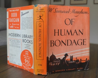 Of Human Bondage, W. Somerset Maugham, A Modern Library Book, #176, 1942, Vintage Literature Book