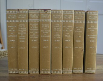 The Irresistible Stories of Anatole France, Booklovers' Edition, WM. H. Wise and Co. 1930, 8 Volume Set with dust jackets, Vintage Book Set