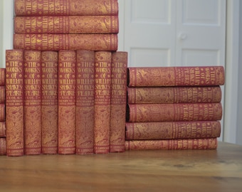 The Works of William Shakespeare, Westminster, Archibald Constable and Co, Lippincott Company, S/20, 1902, Red and Gold Cloth