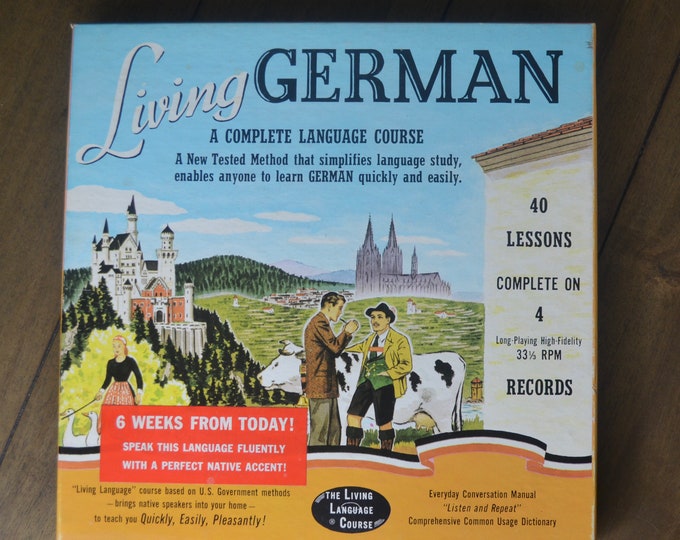 Vintage Manuals and Records for Learning German Language: Living German, A Complete Language Course, 1956