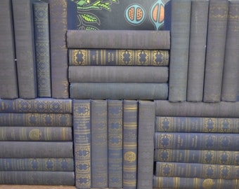 Large Collection of Vintage Blue and Gold Books, s/29, Children's Classics, 1930s and 1940s, mixed publishers, Over three feet of books