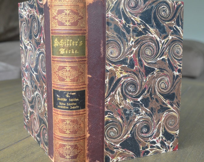 1883, Schillers Sämtliche Werke, Volume 4 Stuttgart, Antique Volume of German Poetry in German, Leather