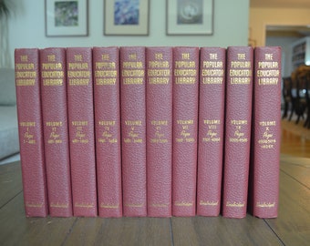 Vintage Reference Series, The Popular Educator Library, 10 Volumes, 1940, Books, Encyclopedia, University, College