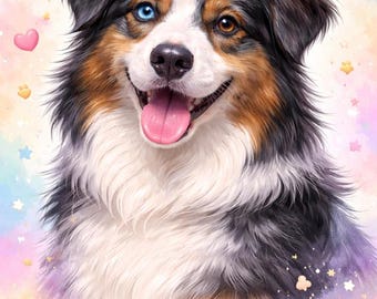 Personalized dog poster, watercolor dog portrait, dog name poster, dog gift, digital print