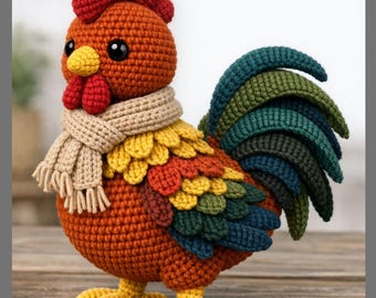 Realistic Rooster Crochet Pattern PDF  Life-like Amigurumi Bird Tutorial  Multilingual & Detailed