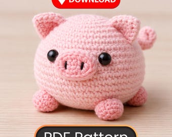 Pig Crochet Pattern PDF, No-Sew Amigurumi Piglet Plush Toy Tutorial, Farm Animal Baby Gift DIY, Easy Stuffed Animal Pattern