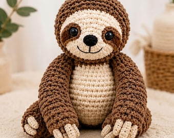 Sloth Amigurumi Crochet Pattern PDF, Cute Crochet Plush Toy Tutorial, Beginner Friendly Animal Pattern, DIY Stuffed Sloth Download
