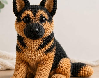 German Shepherd Crochet Pattern PDF, Realistic Puppy Amigurumi Tutorial, DIY Dog Plush, Life-Size GSD Gift Pattern, Beginner Friendly