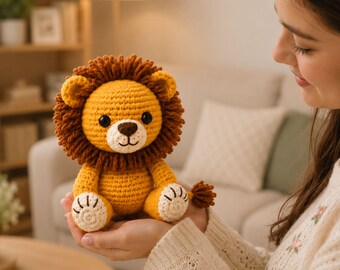 Leo the Lion Crochet Pattern PDF | Cute Baby Lion Amigurumi Plush Toy | Beginner Friendly Gift