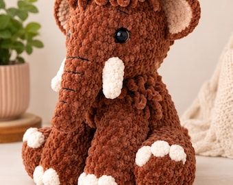 Baby Woolly Mammoth Amigurumi Crochet Pattern PDF, Cute Prehistoric Plush Toy Tutorial, Mammoth Animal Digital Download