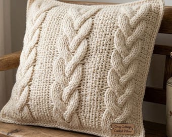 Cozy Cottage Cabled Pillow Crochet Pattern PDF – Instant Digital Download for Home Decor Use | Intermediate Crochet Tutorial