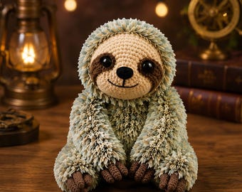 Faux Fur Sloth Crochet Pattern PDF, Realistic Lying Sloth Amigurumi, Furry Plush Toy Tutorial, Cute Baby Lovey, DIY Stuffed Animal