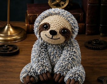 Realistic Sloth Crochet Pattern PDF, Easy Amigurumi Sloth Plush Toy for Beginners, Cute Kawaii Animal DIY Gift, Step by Step Tutorial