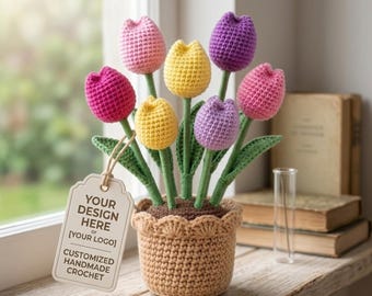 Mini Tulip Flower Crochet Pattern PDF, Amigurumi Tulip Flower Pot Pattern, Spring Decor Gift Ideas, Handmade Tulip Bouquets,Digital Download