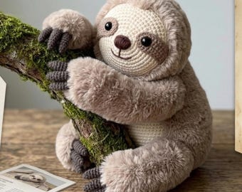 Realistic Sloth Crochet Pattern PDF, Easy Amigurumi Sloth Plush Toy for Beginners, Cute Kawaii Animal DIY Gift, Step by Step Tutorial
