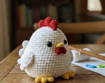 Rooster Crochet Pattern PDF, Farmhouse Amigurumi Chicken Toy, Cute Plush Bird DIY, English, Printable, Easy Stuffed Animal Decor