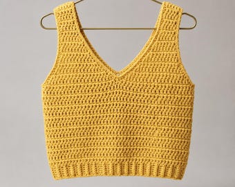 Crochet Tank Top Pattern  V-Neck Ribbed Summer Top  Easy Beginner Crochet Shirt  XS–3XL Sizes  PDF Download