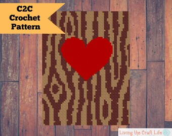 Cobertor C2C de árvore esculpida - canto a canto - Graphghan - padrão e gráfico de crochê escrito - download instantâneo