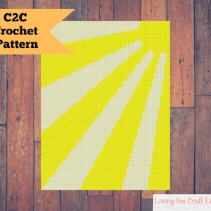 May include: C2C Crochet Pattern for a yellow and white sun with rays.