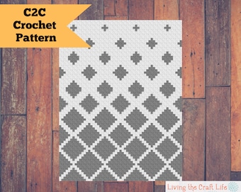 Fading Diamonds C2C Blanket - Corner to Corner - Graphghan - Written Crochet Pattern and Graph - Instant Download