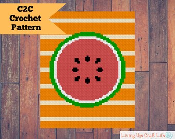 Watermelon C2C Blanket - Corner to Corner - Graphghan - Written Crochet Pattern and Graph - Instant Download