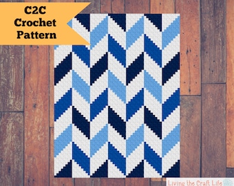 Herringbone 3 C2C Blanket - Corner to Corner - Graphghan - Graphghan - Written Crochet Pattern and Graph - Instant Download