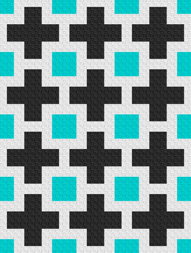 Swiss Cross Block C2C Blanket Corner to Corner Graphghan Written Crochet Pattern and Graph Instant Download image 2