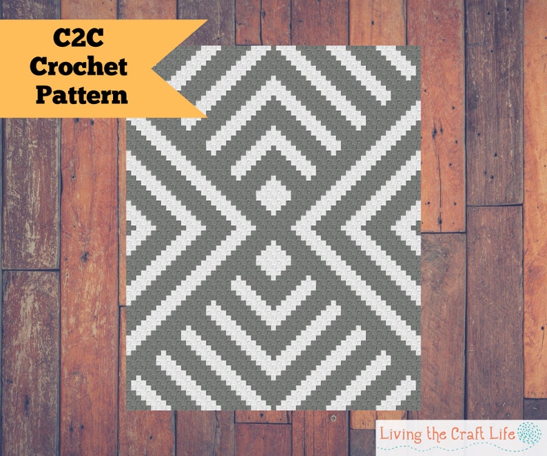 Cornered C2C Blanket Corner to Corner Graphghan Written Crochet Pattern and Graph Instant Download image 1