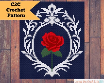 Rose C2C Blanket - Corner to Corner - Graphghan - Written Crochet Pattern and Graph - Instant Download