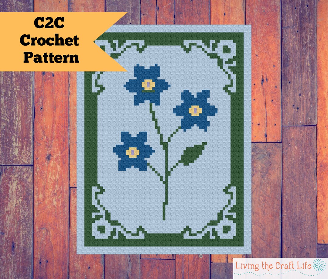 Flower Graphgan Pattern Forget-me-not Flower C2C Blanket - Corner to Corner - Graphghan ...