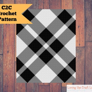 Plaid C2C Blanket Corner to Corner Written Crochet Pattern and Graph Instant Download image 1