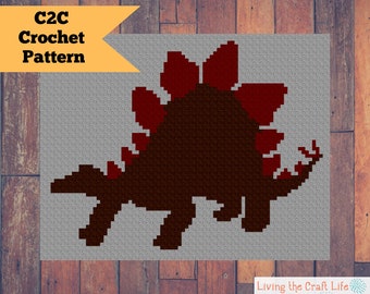 Stegosaurus C2C Blanket - Corner to Corner - Graphghan - Written Crochet Pattern and Graph - Instant Download