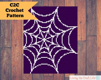 Spider Web C2C Blanket -Halloween- Corner to Corner - Written Crochet Pattern and Graph - Instant Download